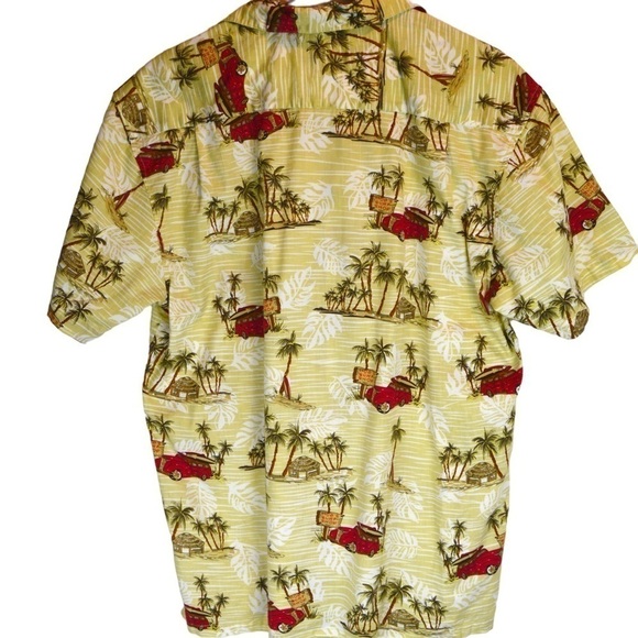 Men’s High Surf Island Print‎ Button Down Cool Cotton Short Sleeve Shirt, Medium - Picture 5 of 7